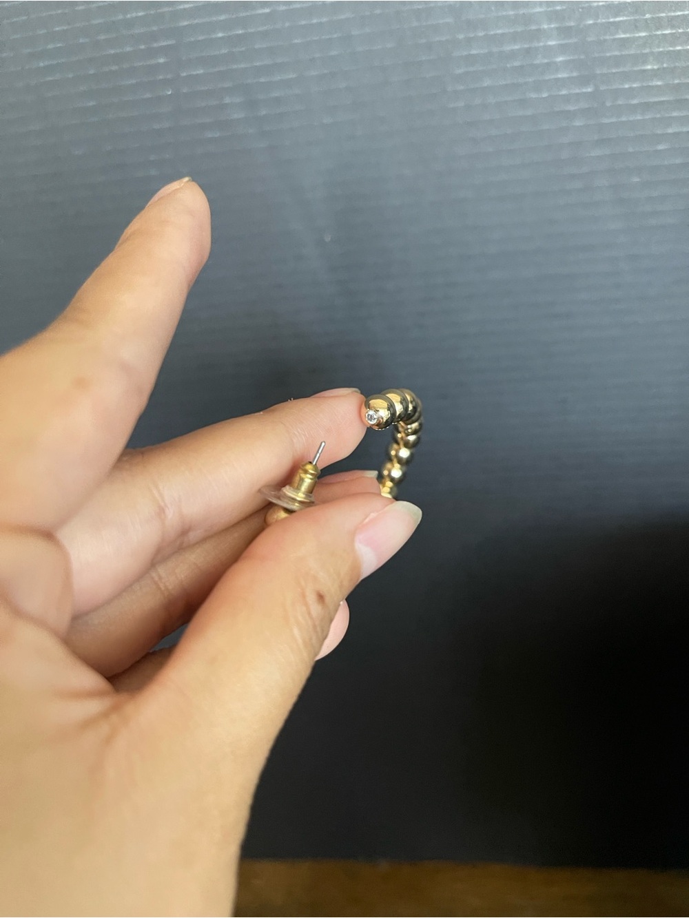 Gold tone cz 2 inch hoop earrings - Picture 4 of 5